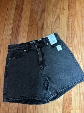 Time and Tru Black Acid-Wash High-Rise Denim Shorts